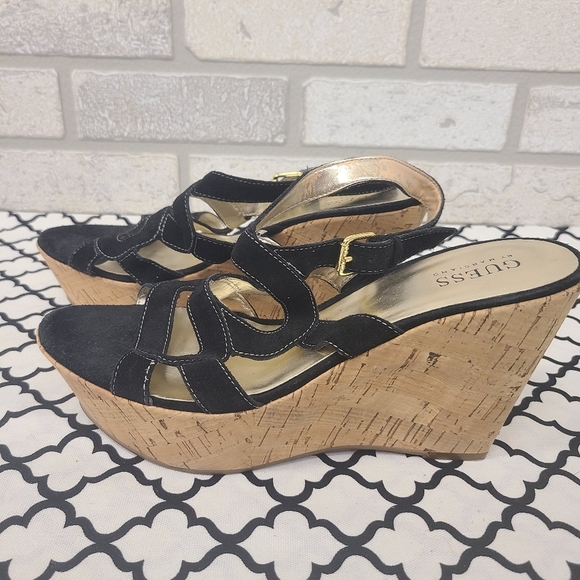 Guess by Marciano Black Wedge Sandal Size 9.5 - Picture 3 of 10